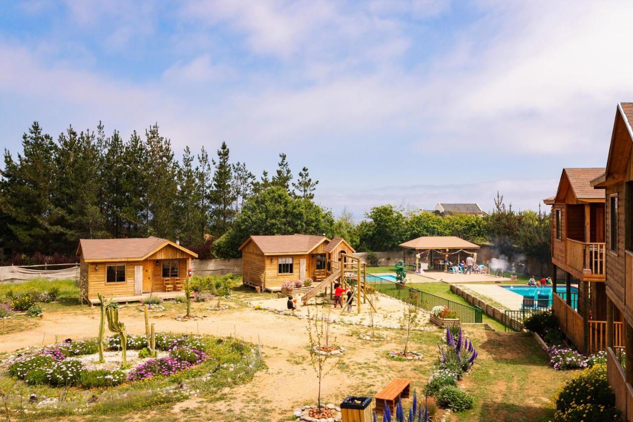 Cabaña en Tunquén, bosque, piscina y vista al mar Extérieur photo